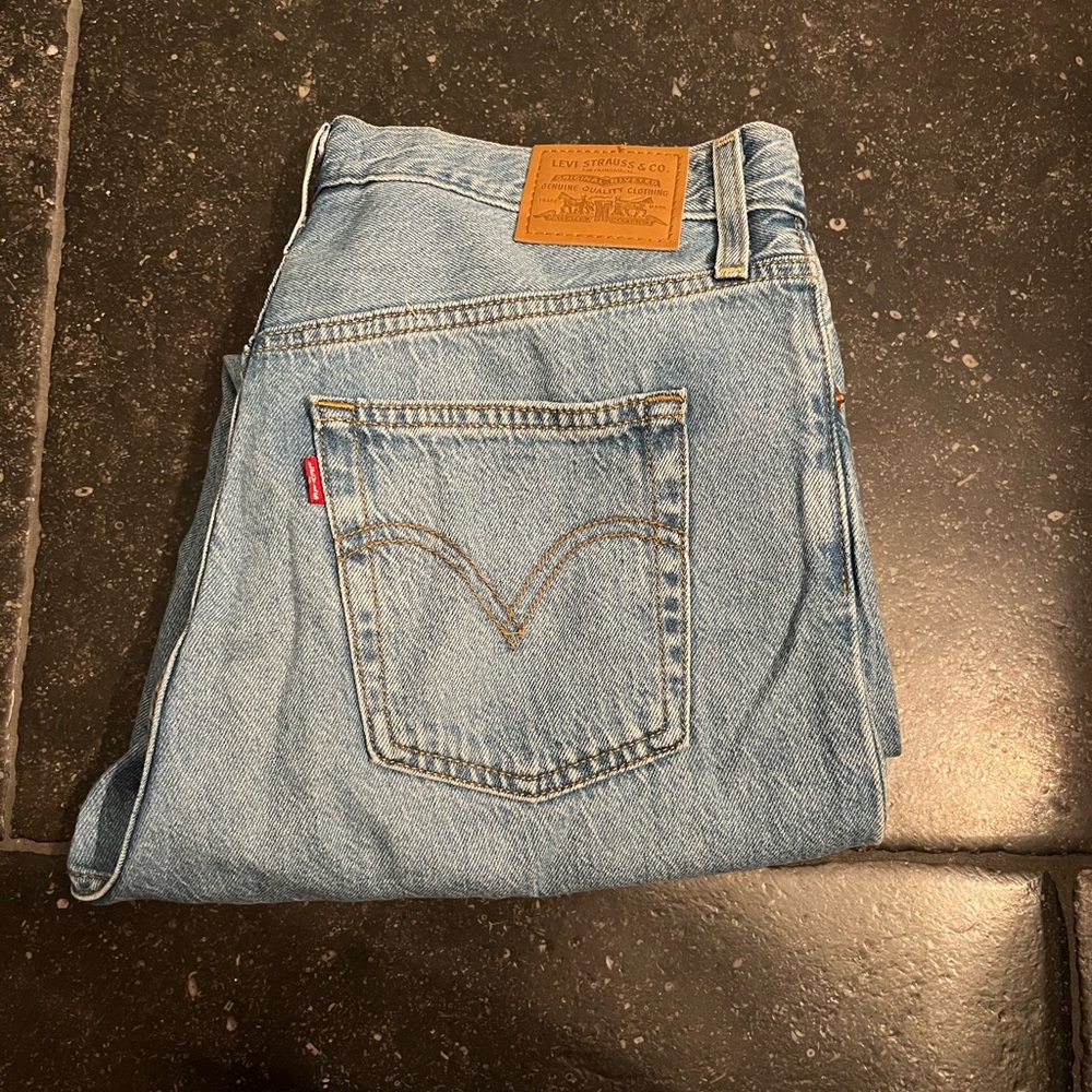 levis straight ankle high waisted light wash jeans